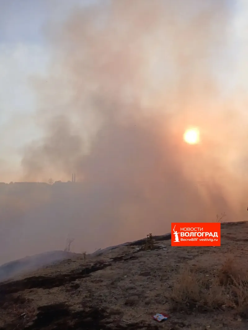 Пожар в овраге на улице Кропоткина в Волгограде