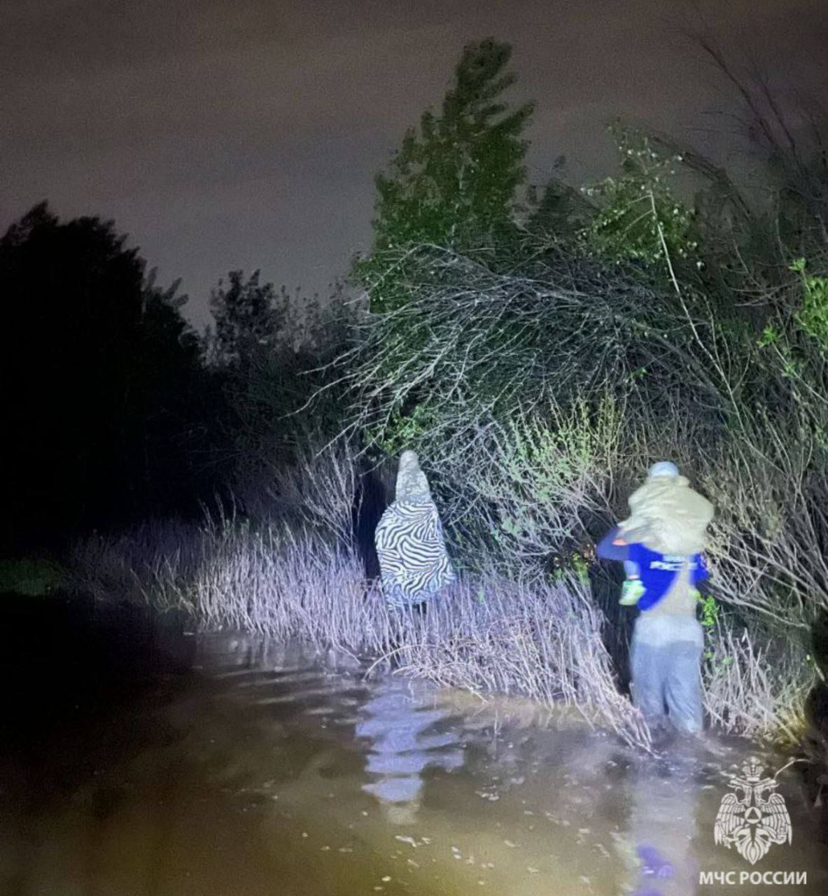 На озере Денежное в Волгоградской области МЧС спасло семьи с детьми, отрезанные паводком