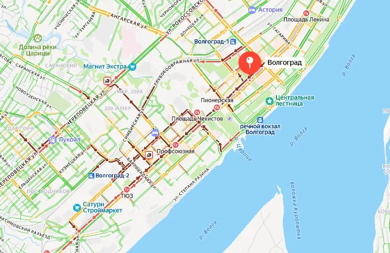 В Волгограде парализовано движение в центре и Ворошиловском районе — причины выясняются