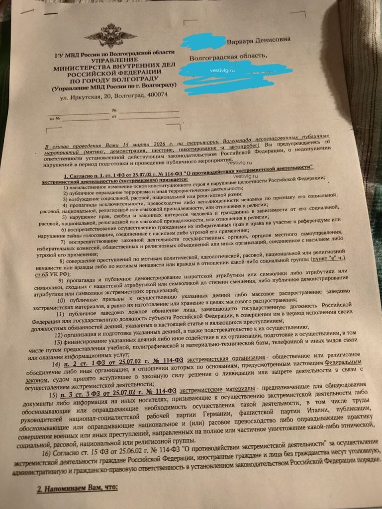Активистка из Волжского заявила о давлении из-за планов провести митинг против блокировок Telegram
