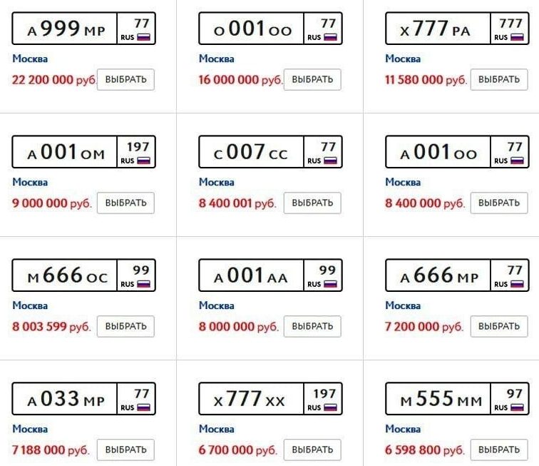 «Красивые» номера начнут продавать официально через Госуслуги