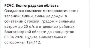 Ливни, град и сильный ветер накроют Волгоградскую область — объявлено штормовое предупреждение