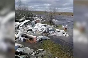 Волгоградская область: в Ахтубе затопило свалку, местные требуют вмешательства властей