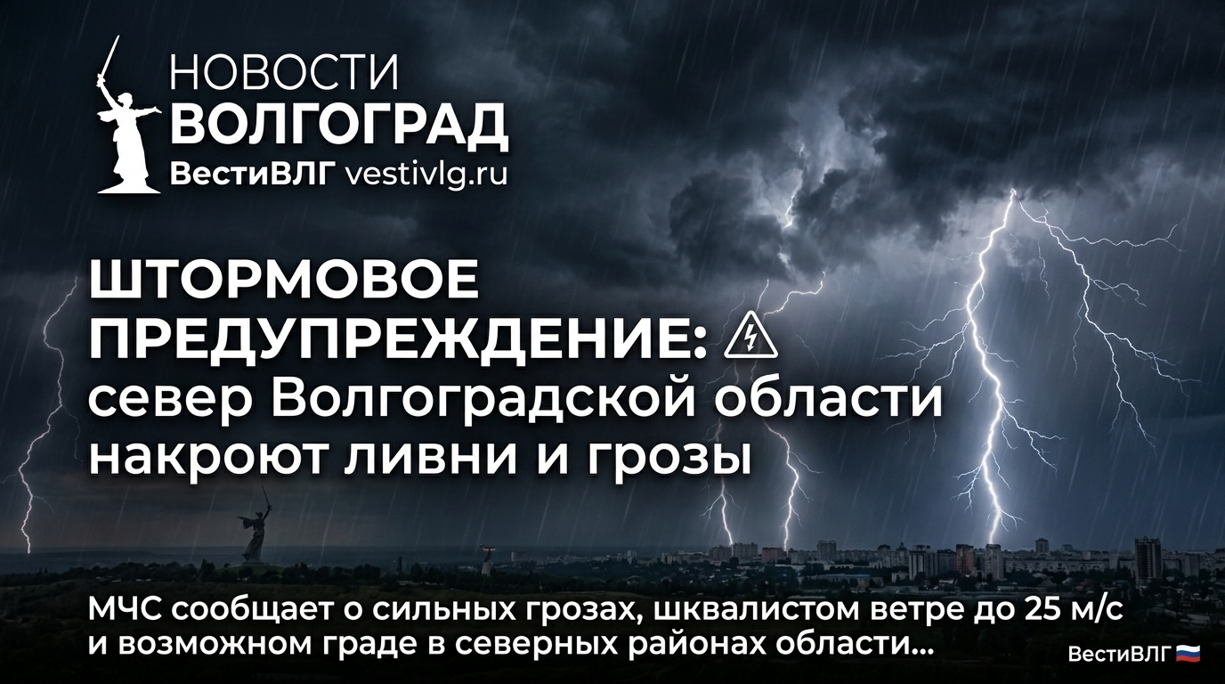 Штормовое предупреждение объявили в северных районах Волгоградской области