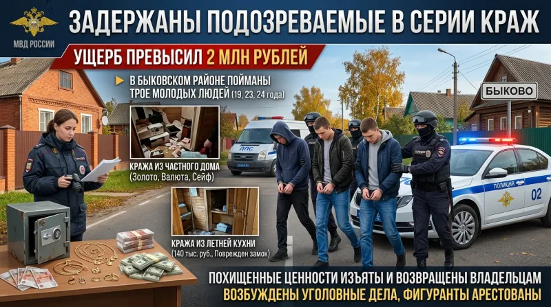 В Быковском районе задержали троих подозреваемых в серии краж